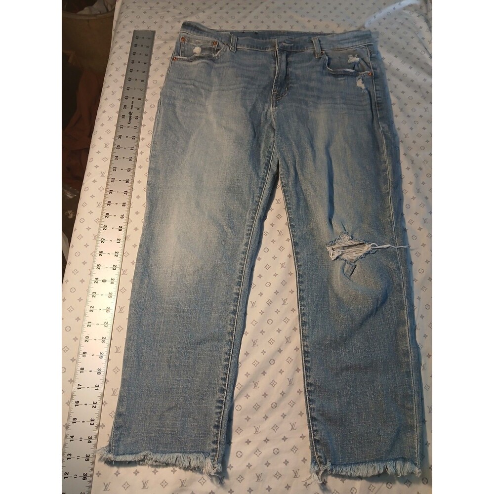 Gap Girlfriend Midrise Distressed Skinny Jeans Light Wash Size 31 12r Regular